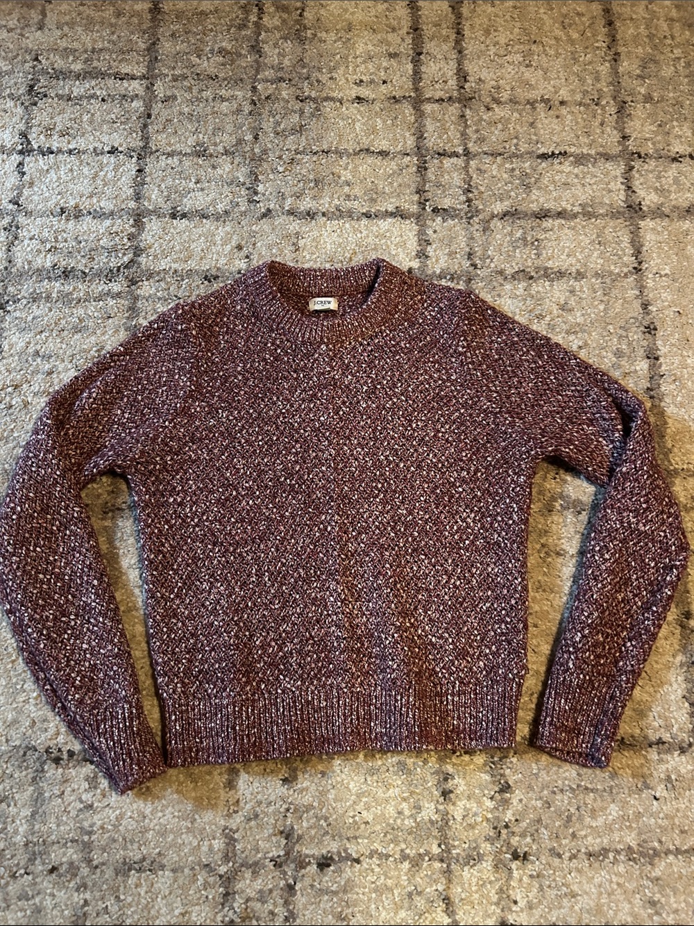 J. Crew Factory Marled Burgundy Crewneck Sweater